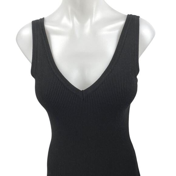 House of Harlow 1960 Black Sleeveless Ribbed Knit Sculpt Midi Bodycon Dress S - Picture 4 of 6